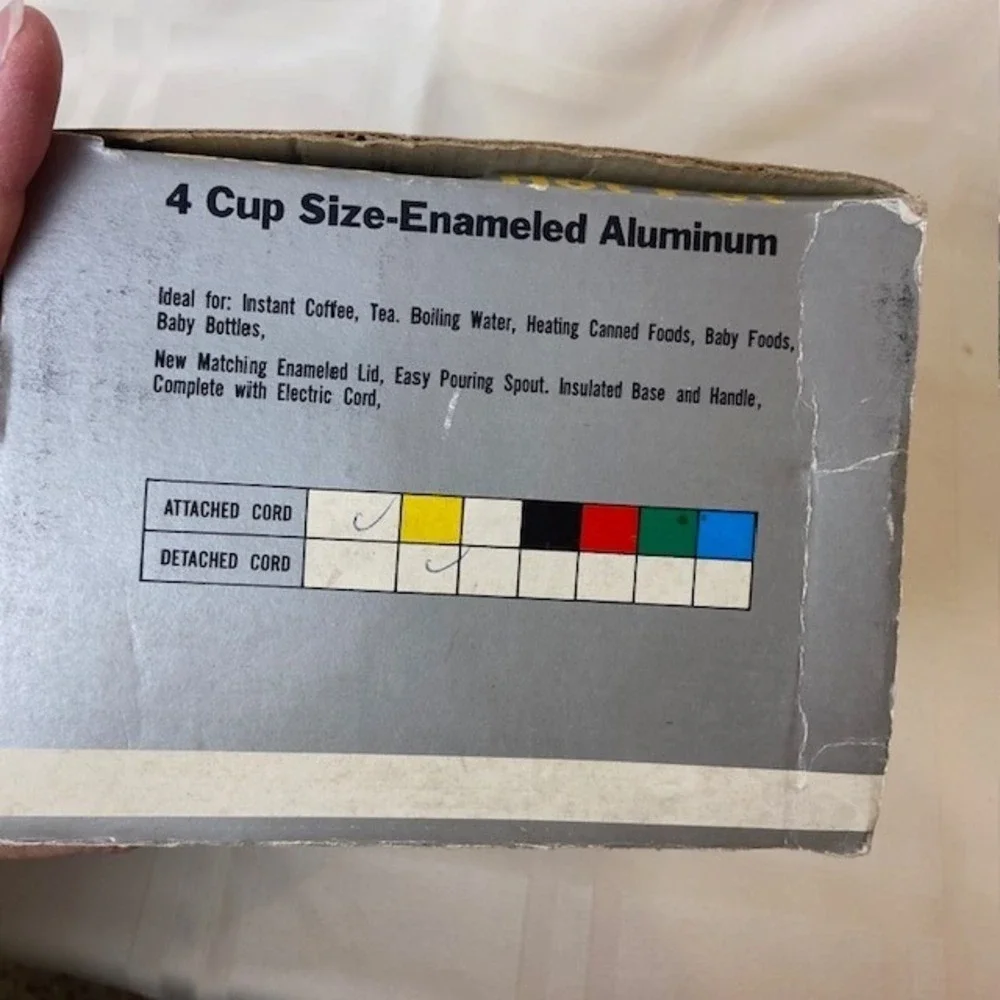Vintage Nanco Electric Hot Pot 4 Cup Harvest Gold Enameled Aluminum 3C-402 New